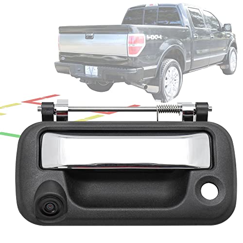 Anina Tailgate Handle Backup Camera for 2004-2014 Ford F150, 2008-2016 F250 F350 F450 F550, 2006-2008 Lincoln Mark LT Car Tailgate Door Rear View Reverse Parking Camera ( Black / Chrome )