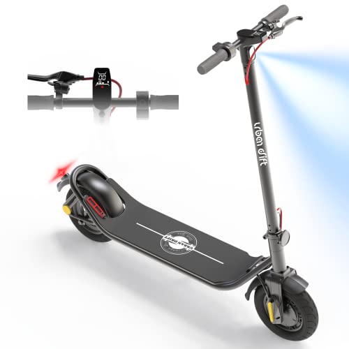 Commuting Electric Scooter Adult, Urban Drift S006, 19 MPH & 21Miles Range, Super Wide Deck, 10-inch Pneumatic Tire, Powerful 350w Motor, Lightweight Foldable E-Scooter for Commuter, Black