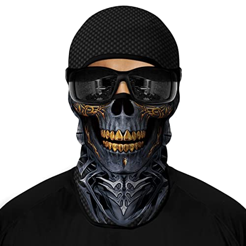 Red Plume 3D Balaclava Ski Mask Motorcycle Full Face Mask Outdoor Tactical Hood Headwear Mask Ghosts Skull Mask Men Women for Halloween (Skull 3)