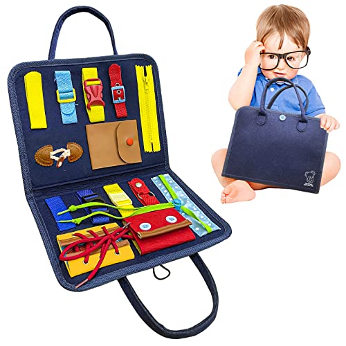 Busy Board for Toddlers Montessori Sensory Board Travel Toys Airplane Activities Road Trip Toys Learning Educational Activity Board Gift for Babies Boy & Girl