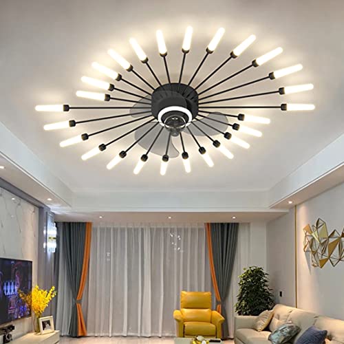 SNOWUNDER 40” Ceiling Fans with Lights, Low Profile Ceiling Fan with Light and Remote Control , LED Modern Ceiling Fan with 26 Lights for Bedroom,Tri-Color Light 6-Speed Wind