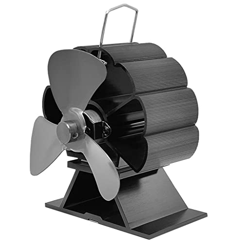 UXZDX CUJUX 3 Blade Fireplace Fan Effecient Mute Heat Blade Stove Fan Powered Log Wood Burner Quiet Fan (Color : Black, Size : 125x160x65mm)