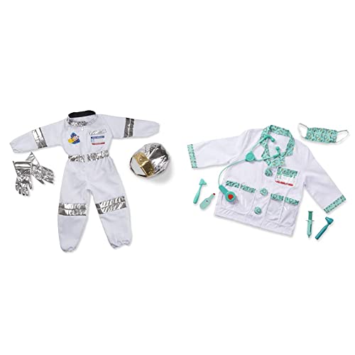 Melissa & Doug Astronaut Role Play Set & Doctor Role Play Costume Dress-Up Set (7 pcs) Frustration-Free Packaging