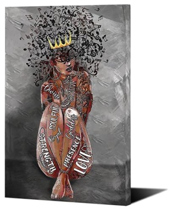 Nekiwa Music Crown African American Black Queen Ardently Love Music Poster on Canvas Wall Picture for Decor Wall Art In The Room (12x18in-Unframe,Color 1) | The Storepaperoomates Retail Market - Fast Affordable Shopping