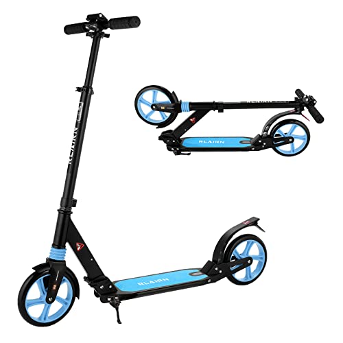Kick Scooter for Kids 6-12 Years and Up, Folding Scooter for Teens/Adult with 4 Adjustment Levels, Big 8″ Wheels Scooters with Anti-Shock Suspension and Carry Strap,Adult Scooter up to 220lbs