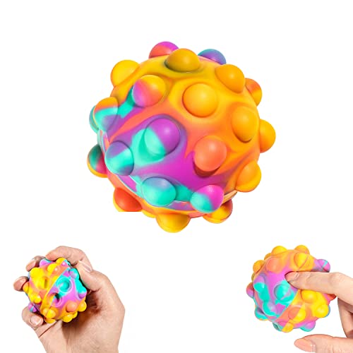 Stress Balls Push Bubble Squeeze Balls Fidget Toy Pop Decompression Toys Stress Relief for Kids and Adults (Green + Purple + Yellow)
