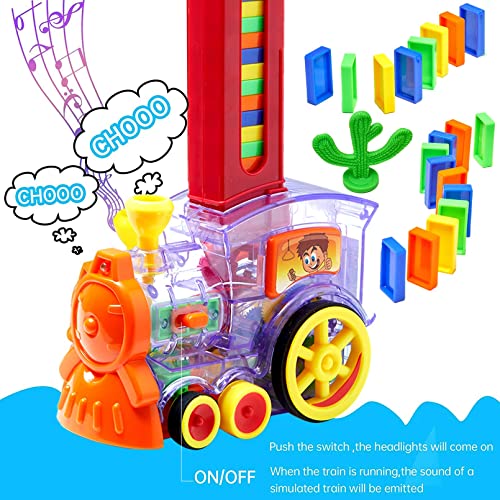 160pcs Dominos Train Blocks Set,Domino Train Toy with Lights & Sounds, Blocks Domino Set Building and Stacking Toy for Boys and Girls,Automatic Blocks Laying Toy Train Set Gift for 3-12 Years Old Kids | The Storepaperoomates Retail Market - Fast Affordable Shopping