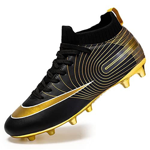 MFSH Men’s Soccer Cleats Football Shoes,Soccer Boots Shoes for Women,Big Boy Soccer Shoes,Turf Indoor Youth Soccer Shoes, High Top Ankle Boots for Men Black