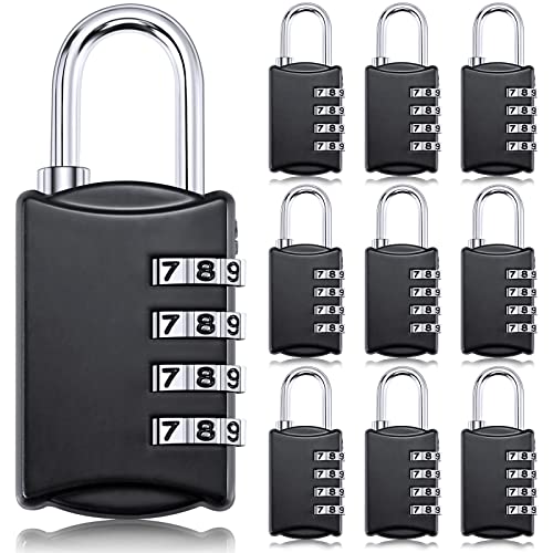 Moxweyeni 10 Pack 4 Digit Combination Lock Small Combo Locks Luggage Number Locks Outdoor Waterproof Padlock for Traveling Toolbox Black