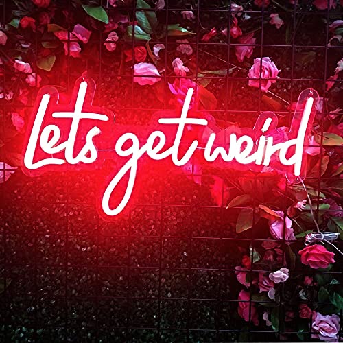 Lets Get Weird Neon Sign for Wall Decor, Red Neon Sign Light for Girls Room, Neon Words for Home, Office, Apartment, Studio, Partys (Red)