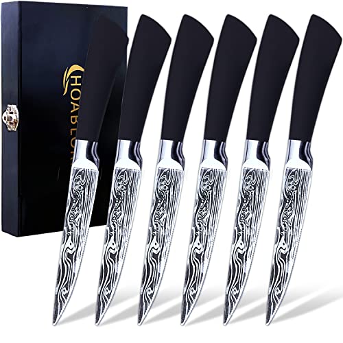 Knife Set with Block Wooden Boxed Steak Knife Set 6Pcs HOABLORN Serrated Steak Knife Set with Block German Stainless Steel Steak Knives Set | The Storepaperoomates Retail Market - Fast Affordable Shopping
