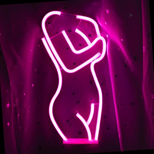 ENUOLI Lady Neon Signs, Led Night Light Wall Art Men Cave Decor Silhouette Lights USB/Batteries Powered for Bedroom Party Bar Hotel Pub Studio Cafe (7.87×15.75inches,Pink)
