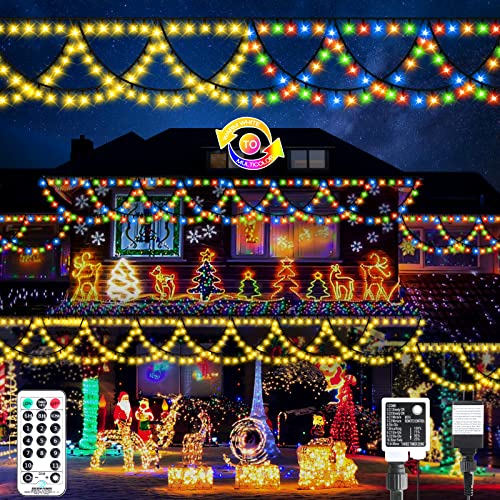 MZD8391 40FT 380 LED Color Changing Christmas Lights Outdoor Indoor, Warm White Multicolor Christmas Tree Lights, END to END Connect, Waterproof Christmas String Lights,Timer,Remote,11 Light Modes