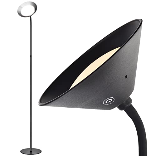 LED Floor Lamp, Standing Lamp for Living Room with Adjustable Goosneck, Torchiere Floor Lamp ,Touch Control Stepless Dimming 3 Color Temperature Reading Lamp for Bedroom Room,Office,Black (Modern)