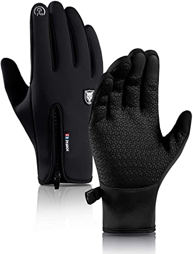 Winter Gloves Men Women – High-Density Carbon Fiber Windproof Waterproof Glove, Touch Screen Fingers, Anti-Slip Grip, Lightweight Snug-Fit, Warm Lining for Training Driving Cycling Running Work (M)