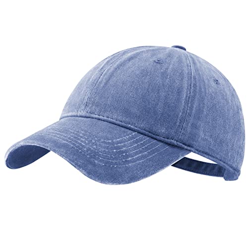 VODIORE Vintage Washed Cap Distressed Baseball Cap Unisex Adjustable Dad Hat Light Blue