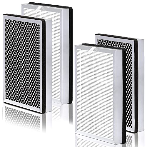 Zouhwaso M-25 Replacement Filters Compatible with M-25 Air Purif-ier Filter Replacement Model M-25-W/B/S, 99.97% Particle Removal with Pre-Filter, H13 Ture HEPA and Activated Carbon Filter, 4-Pack