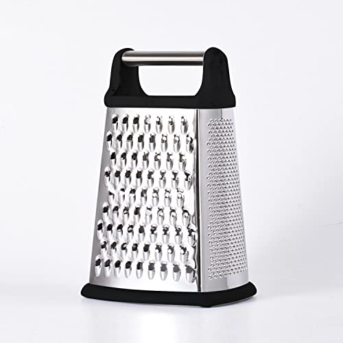 MiHerom Box Grater,Professional Cheese Grater with 4 Sides,Stainless Steel Handheld Kitchen Shredder for Parmesan Cheese,Ginger,Vegetable,Potato,10 Inch