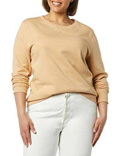 Amazon Essentials Women’s French Terry Fleece Crewneck Sweatshirt (Available in Plus Size), Light Camel, Large