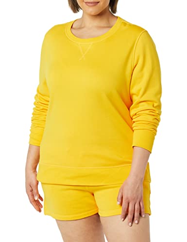 Amazon Essentials Women’s French Terry Fleece Crewneck Sweatshirt (Available in Plus Size), Golden Yellow, XX-Large