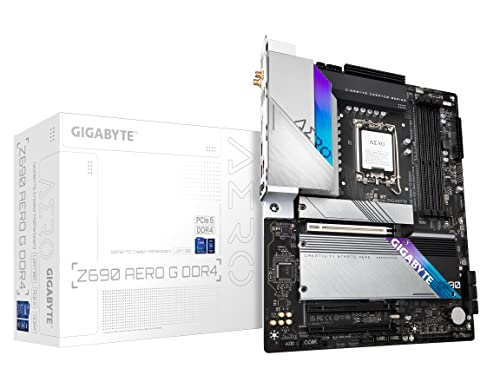 GIGABYTE Z690 AERO G DDR4 (LGA 1700/ Intel Z690/ ATX/ DDR4/ Quad M.2/ PCIe 5.0/ USB 3.2 Gen2X2 Type-C/ WiFi 6/ Intel 2.5 GbE LAN/ Motherboard)