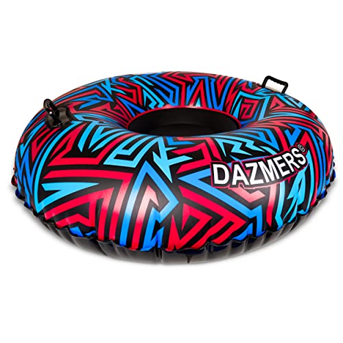 Dazmers Toys 47 Inch Snow Tube, Large Inflatable Snow Sled with Heavy Duty Reinforced Handles, Durable Inner Tube Sleds for Adults and Kids, Winter Sledding Outdoor Toys Fun Pool Float and River Tube