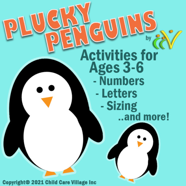 Plucky Penguins (Print Pack) — Activity Sheets for Ages 3-6 (Numbers, Letters, Sizing, Counting, Writing, Tactility) — Preschool, Kindergarten