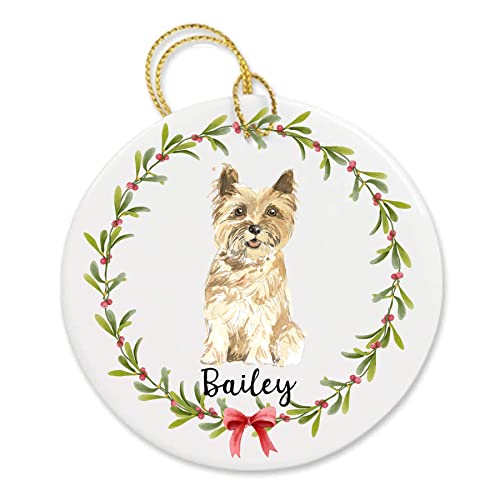Cairn Terrier Porcelain Holiday/Christmas Ornament – With your dog’s name