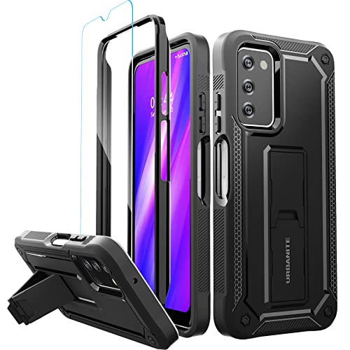 URBANITE for Samsung Galaxy A03S Case, Military Grade Dual Layer Shockproof Protective Cover Case with Screen Protector and Kickstand (Black)