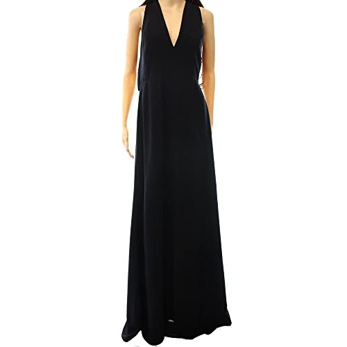 Jill Jill Stuart Women’s Sleeveless Deep V Belted Crepe Gown Black 10