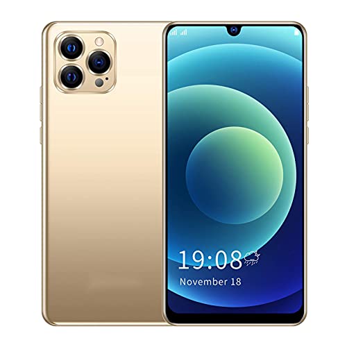 WESE Unlocked Smartphone,IP12 PRO+ Android Smartphone 6.26in Large Screen Unlocked Cellphone Face Recognition Unlocked Android Smartphone Dual Card Dual Standby(Gold)