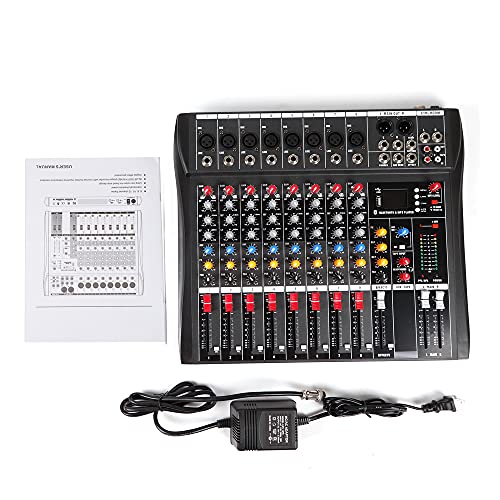 8 Channel USB Slot Digital Audio Mixer KTV DJ Stage Sound Board Mixing Console,Multifunctional Mixing Amplifier Console Mixer Sound Board