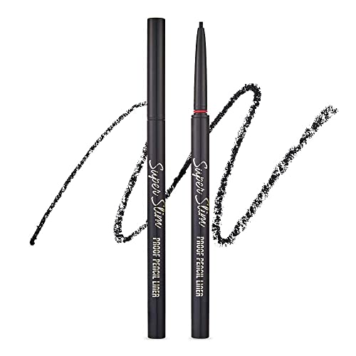 ETUDE Super Slim Proof Pencil Liner (#01 Black) 21AD | Long-Lasting and Waterproof Eyeliner with Fine Elaborate Lines for More Precise Eye Makeup