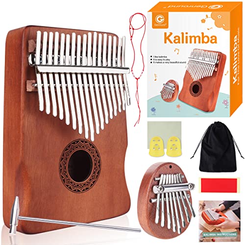 Genround Kalimba Thumb Piano & Finger Instrument Bundle, 17 Keys & 8 Keys Piano with Beginner’s Study Instruction, Portable Thumb Piano Gift for Kids and Adults, Includes Tuning Hammer