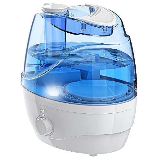 2200ml Humidifiers for Bedroom, Cool Mist Humidifier for Home Nightlight, Adjustable 360°Rotation Nozzle, 30Hrs Run-Time 28dB, BPA-Free Auto-Shut Off Humidifier for Large Room, Easy to Clean (White)