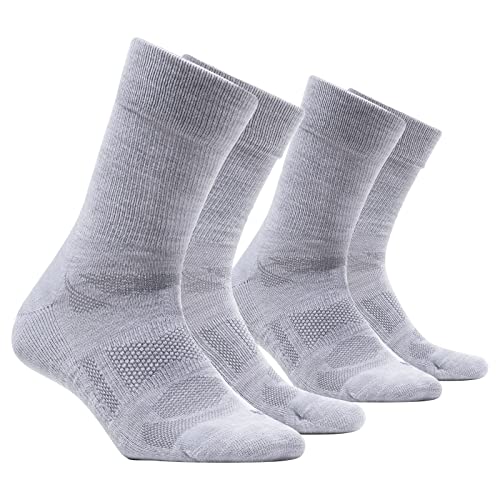 AKASO Merino Wool Hiking Socks – Breathable Moisture Wicking Crew Athletic Socks with Cushioned for Men & Women (2 Pairs)