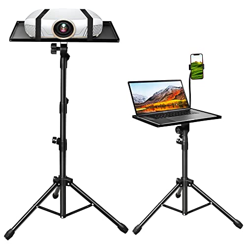 MUSHOW Projector Tripod Stand, Adjustable Height 23 to 63inch Laptop Tripod with Gooseneck Phone Holder, Portable Tripod Stand for Office, Home, Stage, and Music & Art