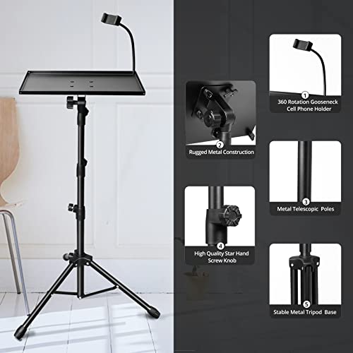 MUSHOW Projector Tripod Stand, Adjustable Height 23 to 63inch Laptop Tripod with Gooseneck Phone Holder, Portable Tripod Stand for Office, Home, Stage, and Music & Art | The Storepaperoomates Retail Market - Fast Affordable Shopping