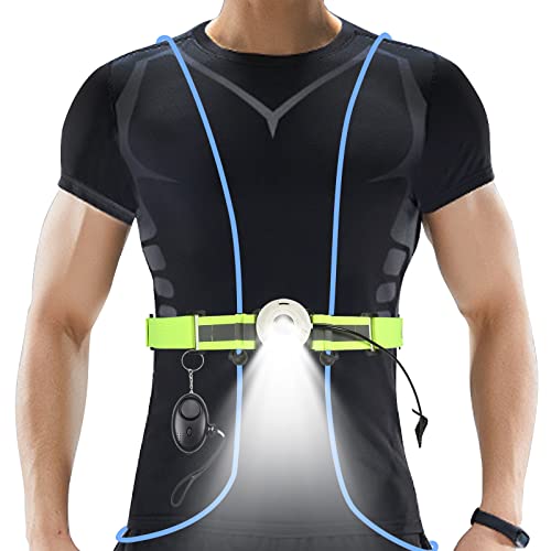 CCBOAY Reflective Running Vest with Personal Alarm, Night Running Lights for Runners Cyclist, LED High Visibility Chest Safety Light, Safety Vest USB Rechargeable Reflective Gear Accessories
