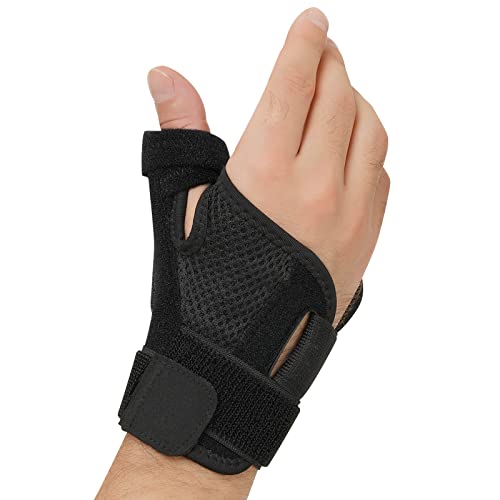 Thumb Arthritis Brace – Joint Thumb Spica Splint for Pain Relief, Arthritis, Tendonitis, Sprains, Strains, Carpal Tunnel & Trigger Thumb Immobilizer – Wrist Strap -Left or Right Hands (Black)