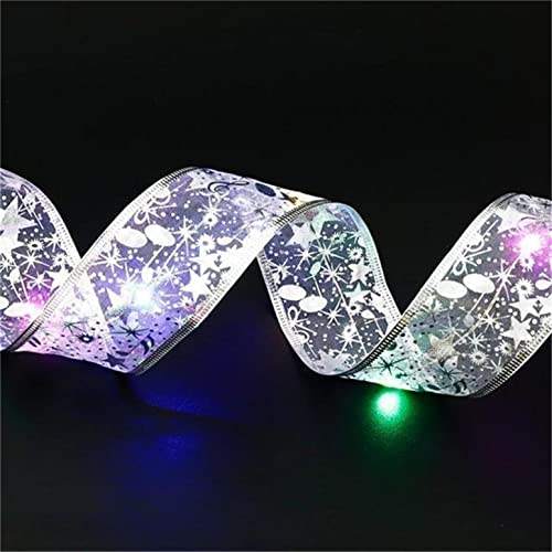 YUNAIYI Christmas Decor Ribbon Light Strings Extra Long 5M 50 Lights Battery Powered Enengy-Saving Waterproof Fairy Led Strip Lights for Bedroom Patio Garden Party Home Christmas Decoration, White