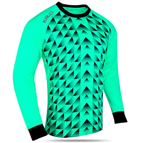 Kalci Goalkeeper Soccer Jersey Elbow Padded Goal Keeper Shirt for Adult and Long Sleeve Youth Goalie Jersey for Men, Boys, Kids, Girls and Women (Turquoise, AL)