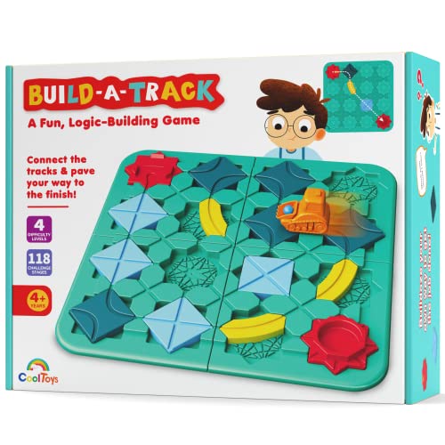 CoolToys Build-A-Track Brain Teaser Puzzles for Kids Ages 4-8 – Educational Smart Logic Board Game for Children, 4 Levels & 100+ Skill-Building Challenges, Fun Home & Travel Boys & Girls STEM Activity
