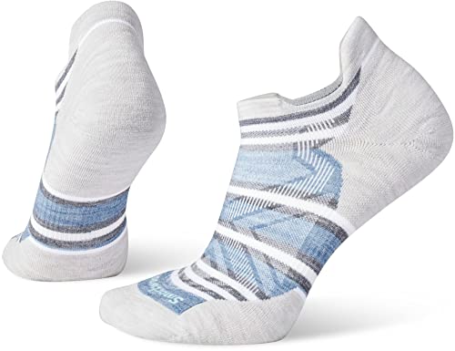 Smartwool Women’s Run Targeted Cushion Stripe Low Ankle Socks, Mist Blue, Medium