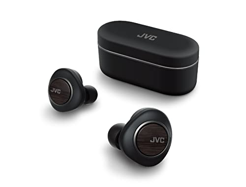 JVC Wood Carbon Driver (11mm) True Wireless Headphones, Bluetooth 5.2, Qualcomm Adaptive ANC with K2 Technology, 28 Hour Rechargeable Battery, Spiral Dot Pro Earpieces Included – HAFW1000T