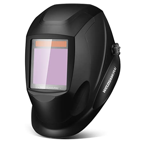 4.21″x3.59″ Large View Welding Helmet, WELDSAMURAI Auto Darkening Welding Hood True Color 4 Arc Sensors Variable Shade 4/5-8/9-13 for TIG MIG ARC Grinding Plasma