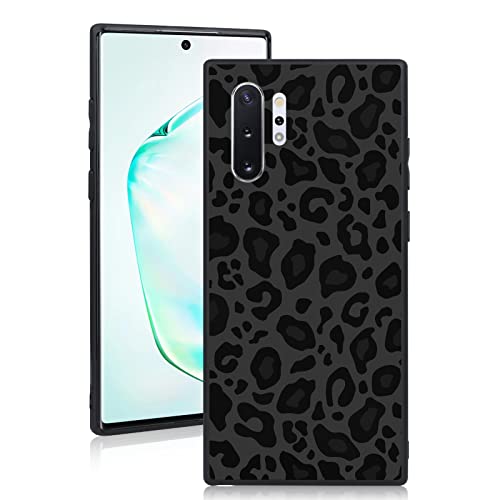OOK Compatible with Samsung Galaxy Note 10 Plus Case, Black Cheetah Leopard Print Cute Soft TPU Anti-Slip Bumper, Slim Fit Anti-Scratch Shockproof Drop Full Body Protection Case
