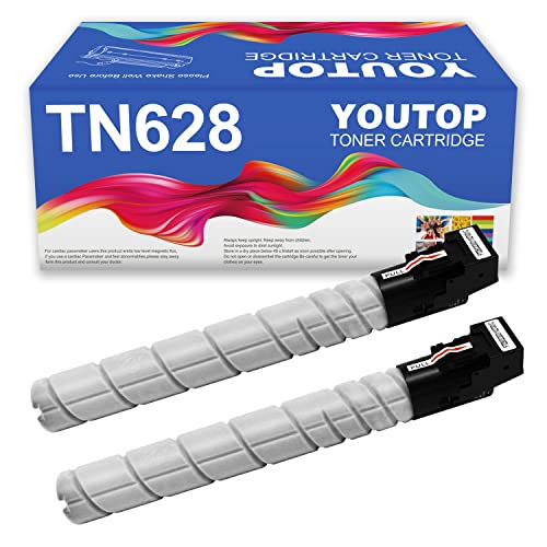 YOUTOP 2 Pack TN628 (AC79030) Black Toner Cartridge Replacements for Konica Minolta Bizhub 450i, 550i and 650i Series Printers 24000 Pages
