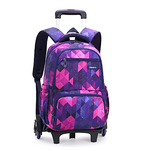 ETAISHOW Boys Girls Rolling Backpack with Wheels Kids Roller School Bag Wheeled Bookbag for Women Purple