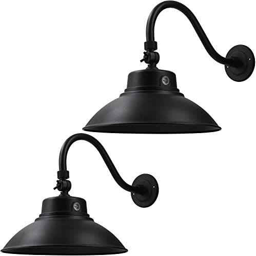 ZJOJO 14in.Outdoor Gooseneck Barn Light,42W 4200lm Exterior LED Lights Fixture with Wall Mount for Patio,Photocell Included,Black Industrial Porch Light for Farmhouse Entryway 5000KDaylight-2Pack | The Storepaperoomates Retail Market - Fast Affordable Shopping